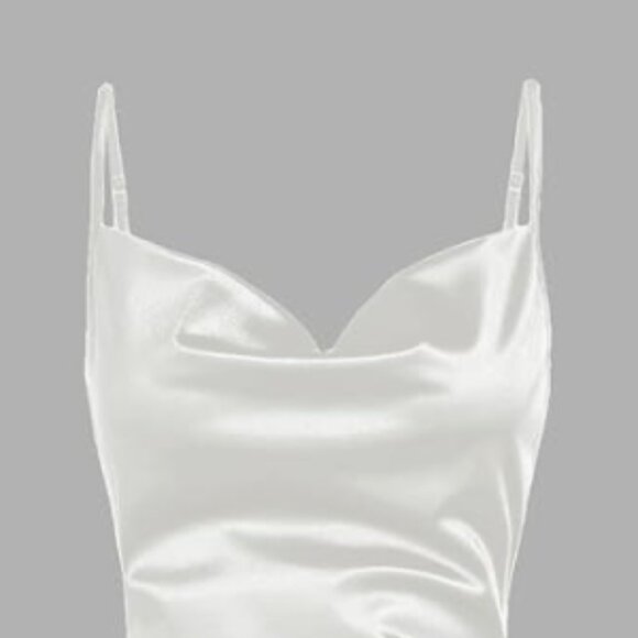 ZAFUL Women's Satin Sleeveless Spaghetti Strap Mini Dress Sexy Slip Cowl - Picture 6 of 8